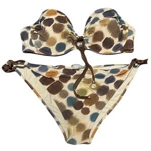SHAN abstract polkadot ruched bikini, size 10/12